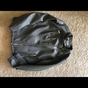CK Faux Leather Grey Bomber Jacket Size XL